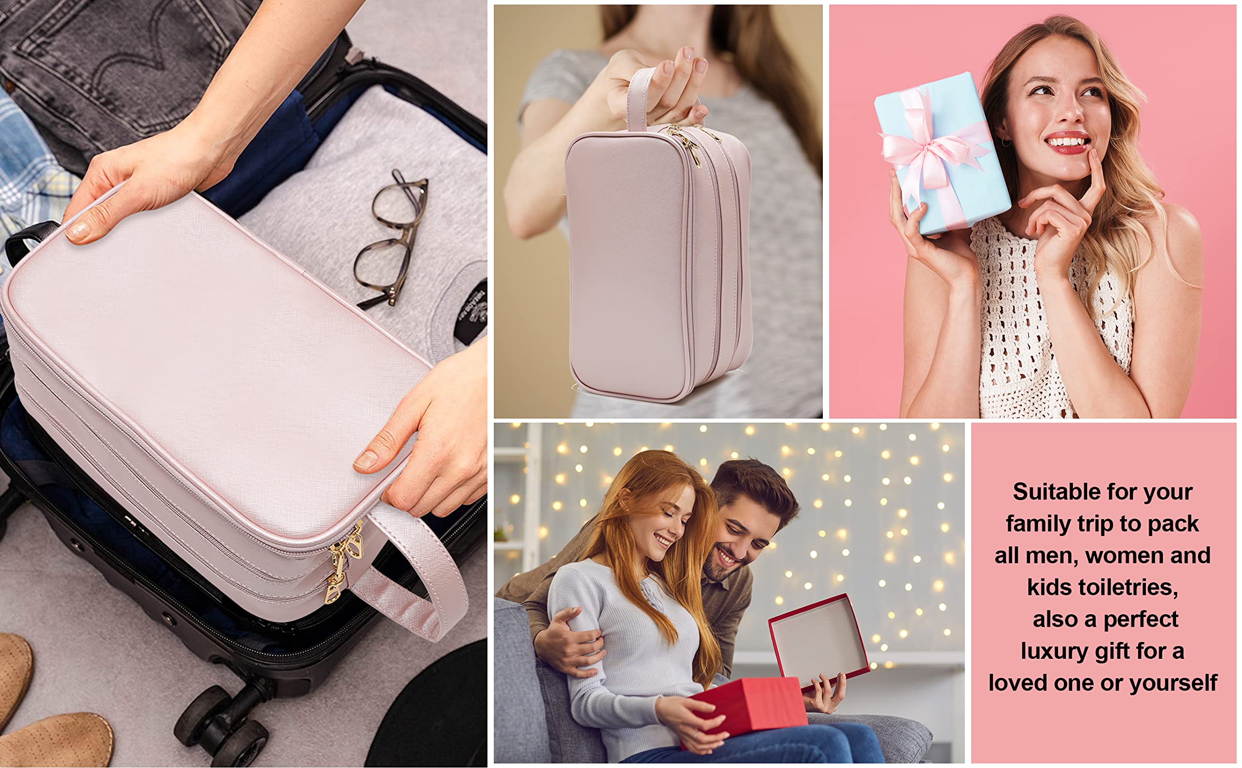 Waterproof Makeup Bag for Women - Travel Toiletry Organizer with Multiple Pockets, Dorm Room Essentials for Girls, Perfect for Cosmetics & Skincare Storage - Ideal for Travel, Gym, Mother's Day & Graduation Gifts