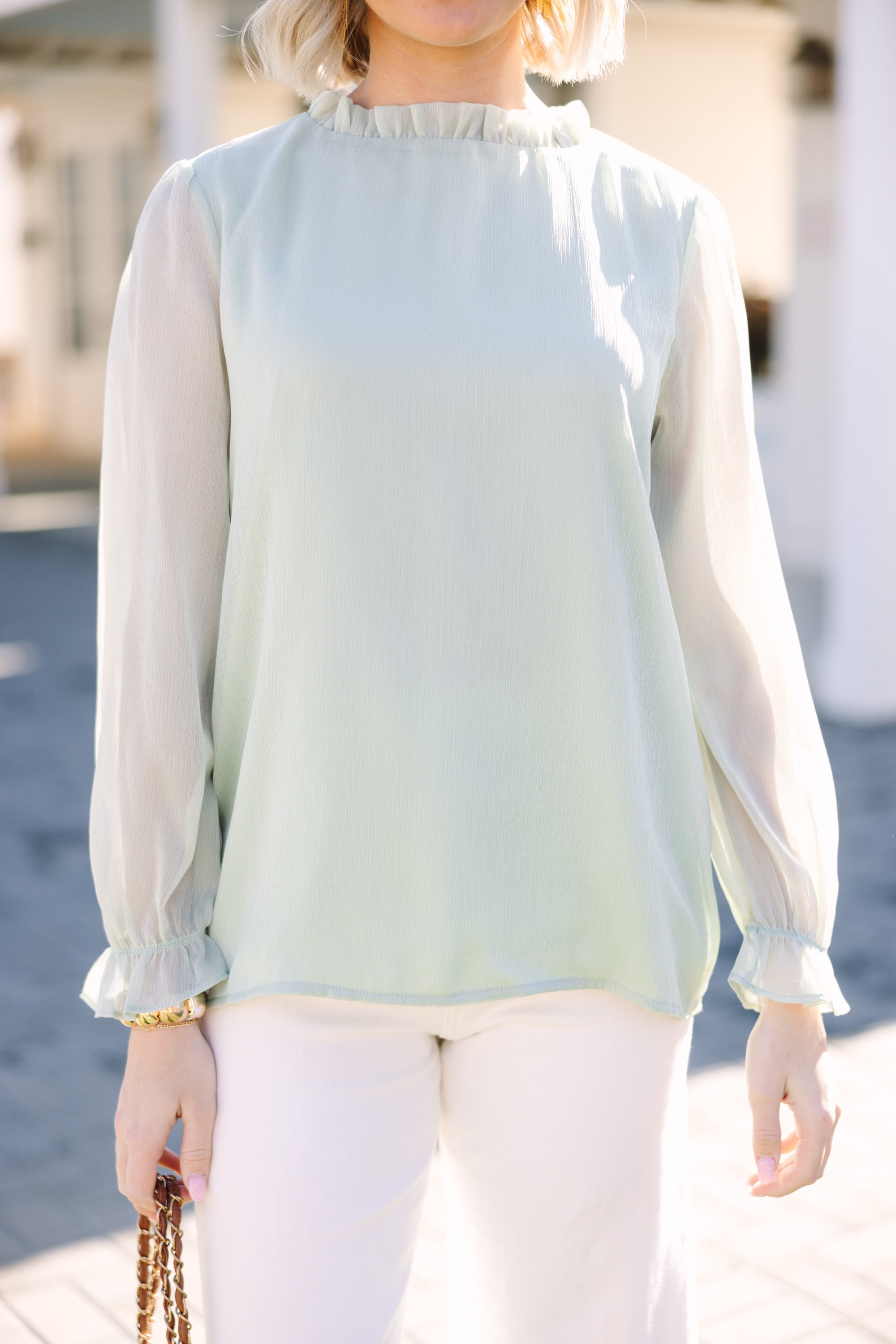 Dream Of The Day Green Blouse - Women's Fashion Casual V-Neck Tops for Spring Summer Outfits | Perfect for Office, Dating & Weekend Wear