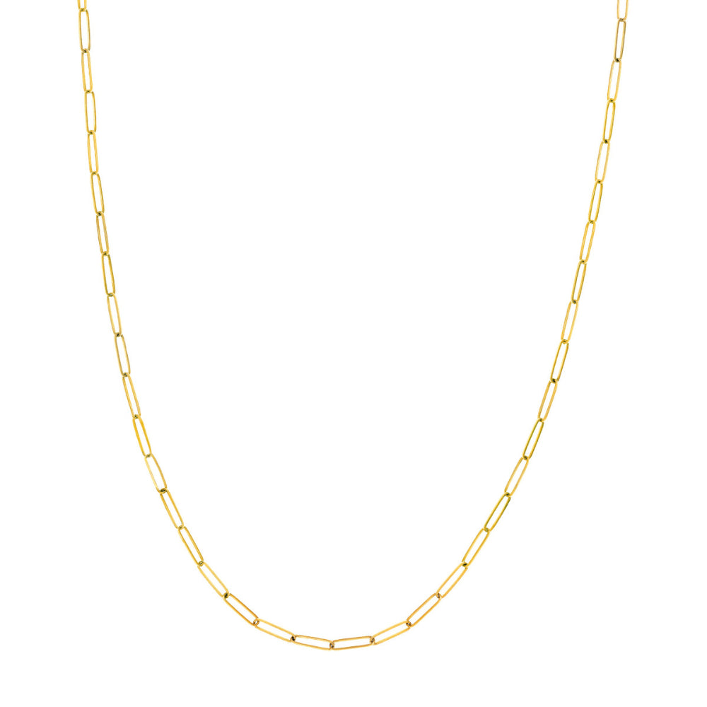 14K Gold Paperclip Chain Necklace for Women - 24 Inch Dainty Minimalist Layering Necklace - Perfect for Everyday Wear, Gifts & Special Occasions