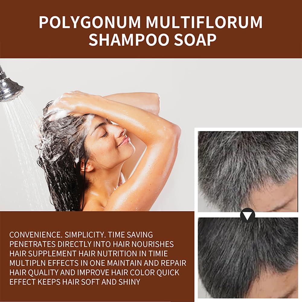 Polygonum Hair Shampoo Bar - Natural Hair Loss Prevention Soap for Men & Women | Deep Cleansing & Nourishing Scalp Treatment for Thicker, Darker Hair | Perfect for Daily Hair Care Routine at Home or Travel