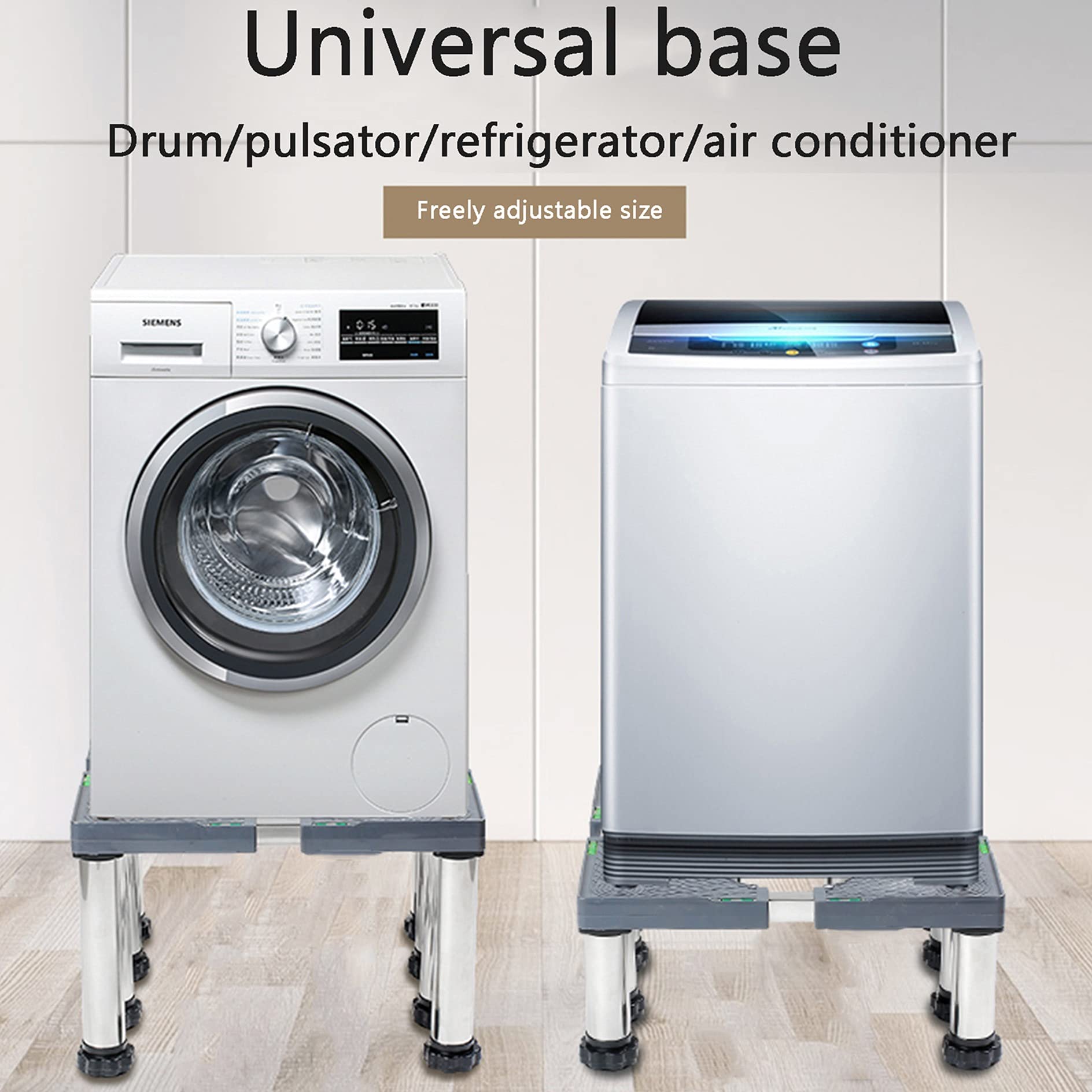 Universal Adjustable Mobile Base Stand for Mini Fridge, Washing Machine & Dryer - Heavy Duty 12-Leg Support, Multi-Functional Appliance Pedestal with Non-Slip Feet | Perfect for Laundry Rooms, Basements & Small Spaces