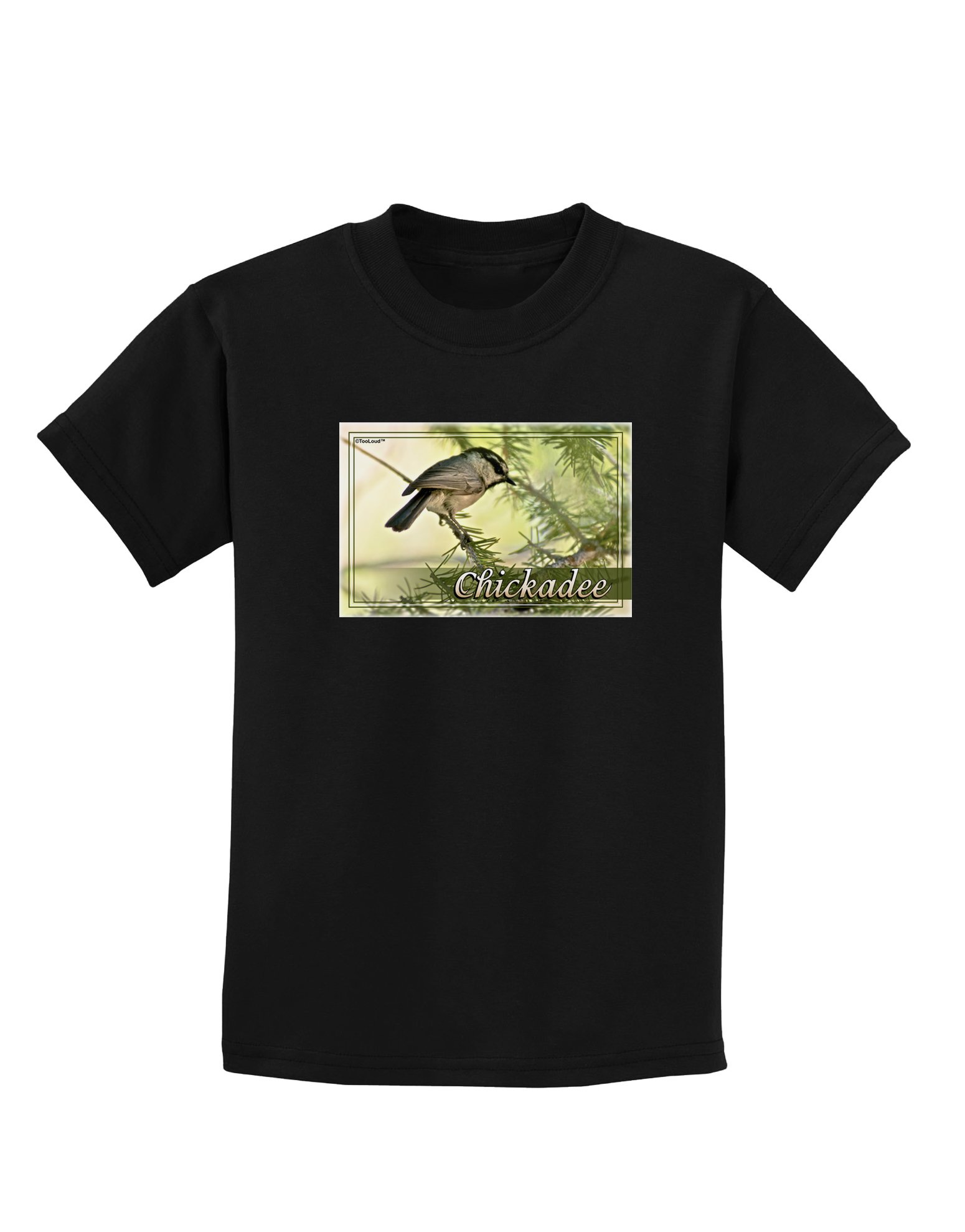 TooLoud CO Chickadee Graphic Kids Dark Cotton T-Shirt - Fun Casual Wear for Boys & Girls