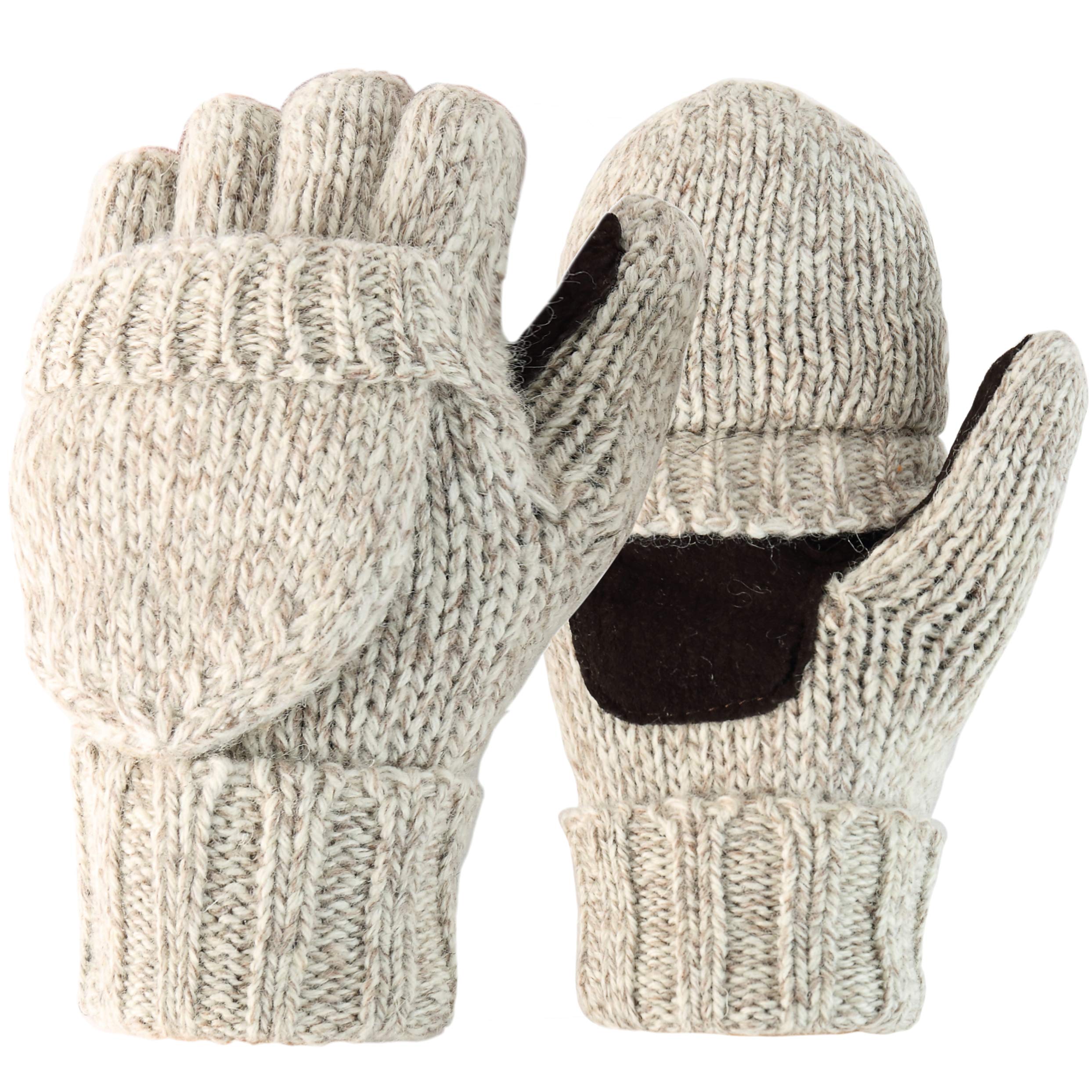 Novawo® Unisex Wool Blend Crochet Fingerless Gloves with Detachable Mitten Cover - Warm Winter Accessories for Outdoor Activities, Hiking, and Cold Weather Fashion
