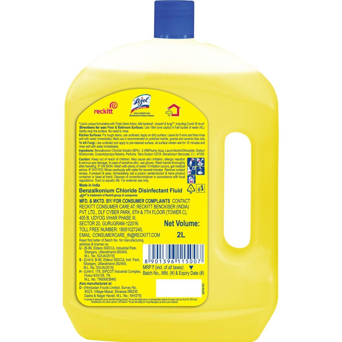 Harpic Original Disinfectant Toilet Cleaner Liquid 1L (Pack of 2) + Lizol Citrus Floor Cleaner 2L - Powerful Bathroom & Kitchen Cleaning Combo for Sparkling Floors & Sanitized Toilets