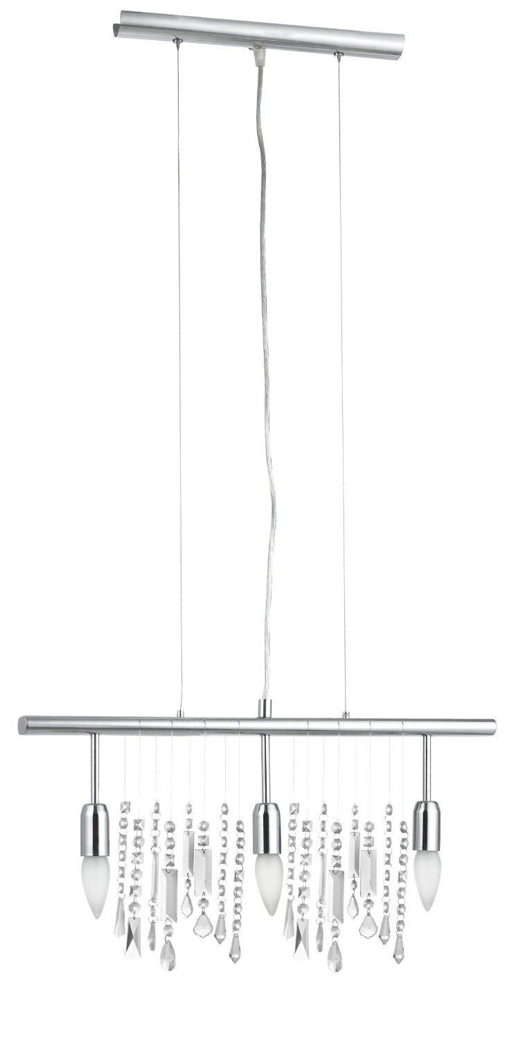 Eglo Lighting 20678A Vitoria Collection 3-Light Modern Trestle Hanging Island Pendant Chandelier - Polished Chrome Finish - Perfect for Kitchen Island, Dining Room & Farmhouse Decor