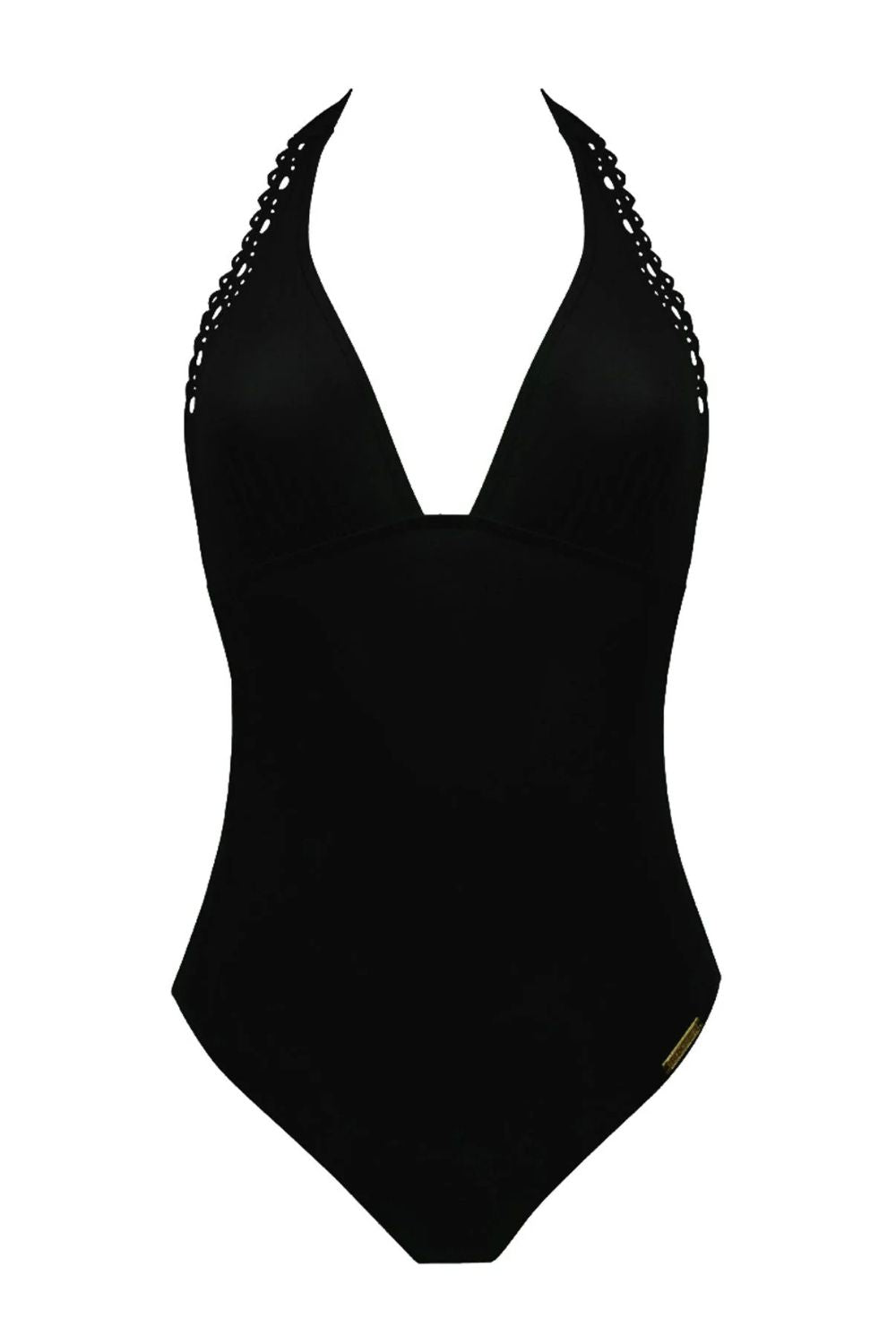 Ajourage Couture Wireless Swimsuit - Black Plunging Neckline One Piece Bathing Suit for Women | Beach, Pool & Vacation Wear