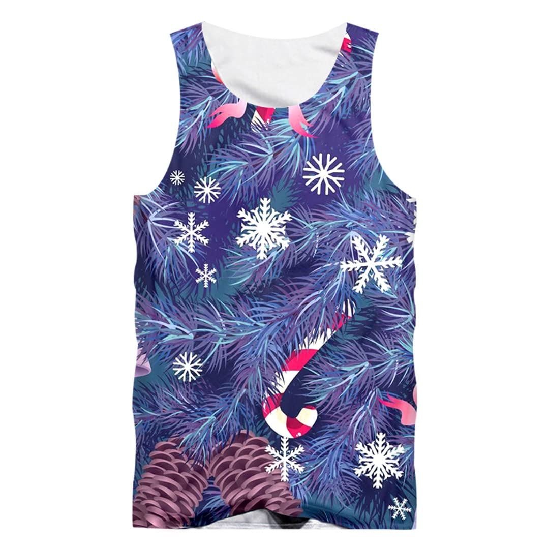 Men's Christmas 3D Printed Santa Claus & Snowflake Sleeveless Vest - Festive Holiday Party Outfit for Xmas Gatherings & Ugly Sweater Contests