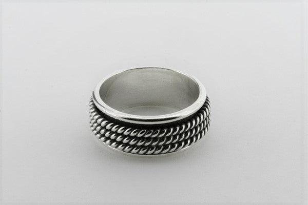 Sterling Silver Rope Spinner Ring for Men & Women - Adjustable, Hypoallergenic Jewelry for Stress Relief & Fashion Accessories