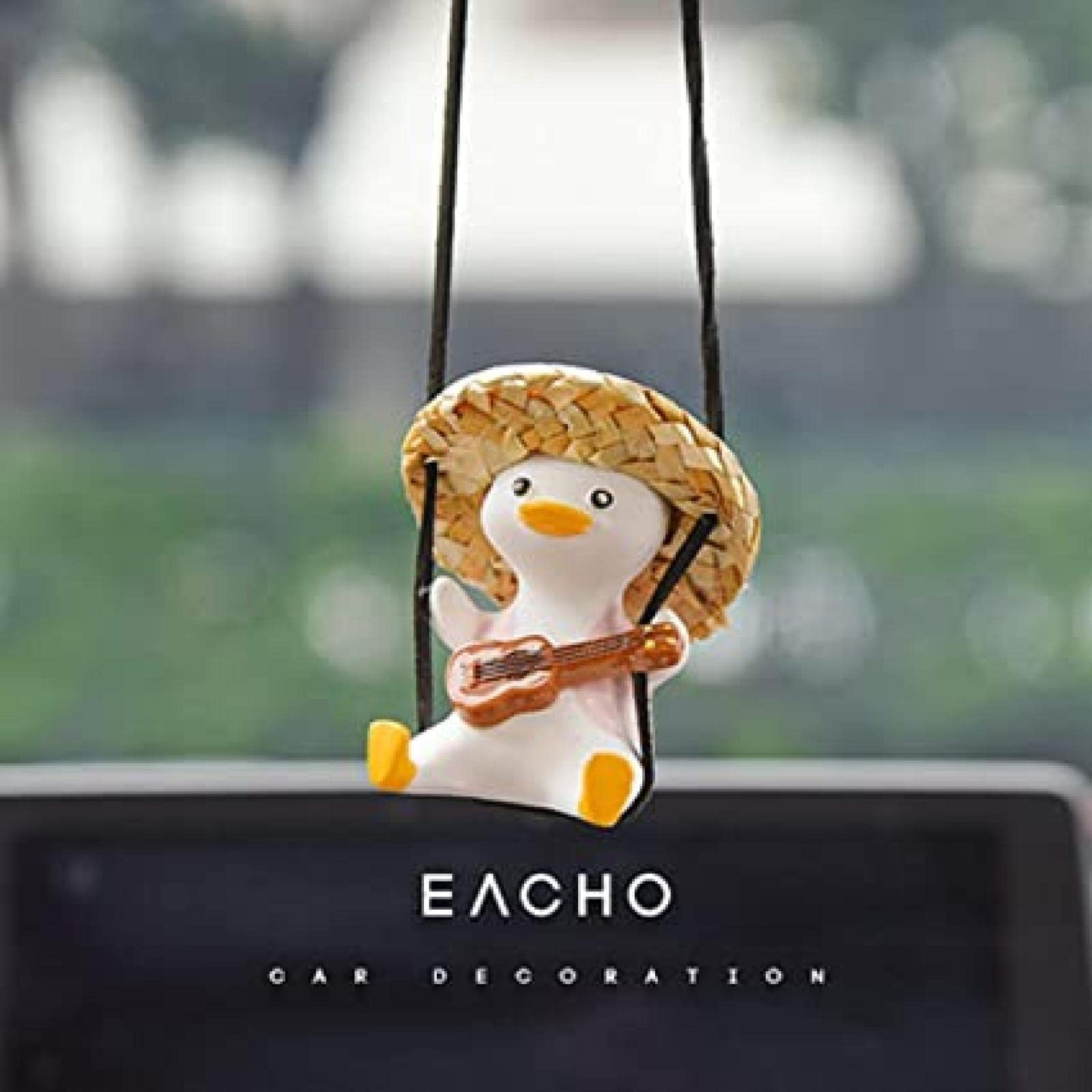 Super Cute Swing Duck Car Mirror Pendant - Fun Rearview Mirror Decor for Men & Women - Multi-Style Guitar Design - Perfect for Road Trips & Daily Commutes