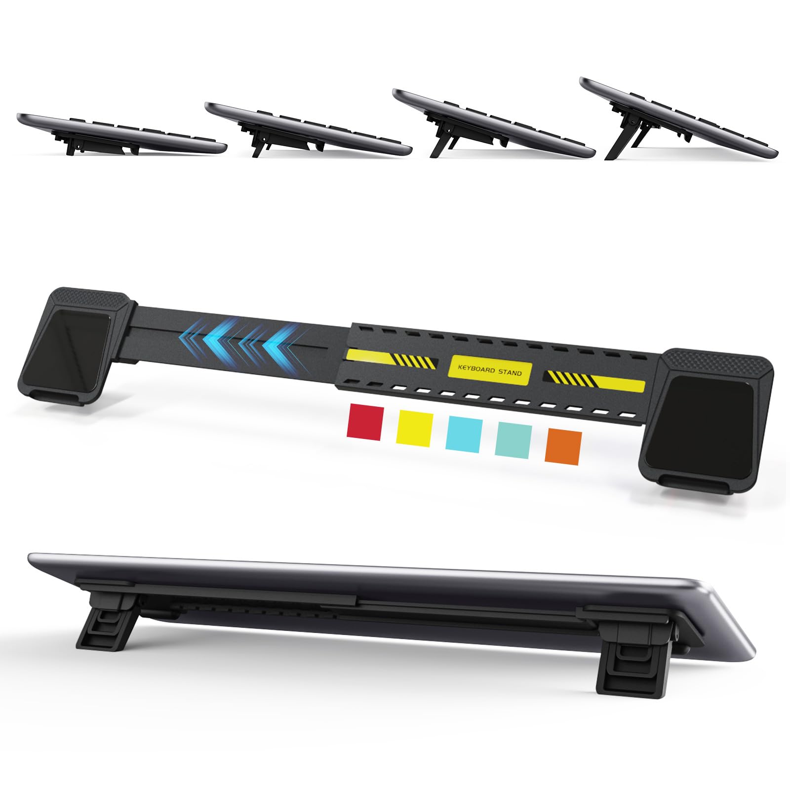 HONKID Adjustable Ergonomic Keyboard Stand for Apple Magic Keyboard & Flat-Back Keyboards - Computer Keyboard Riser for Desktop, Laptop & Office Workstations - Reduce Wrist Strain for Typing, Gaming & Office Use