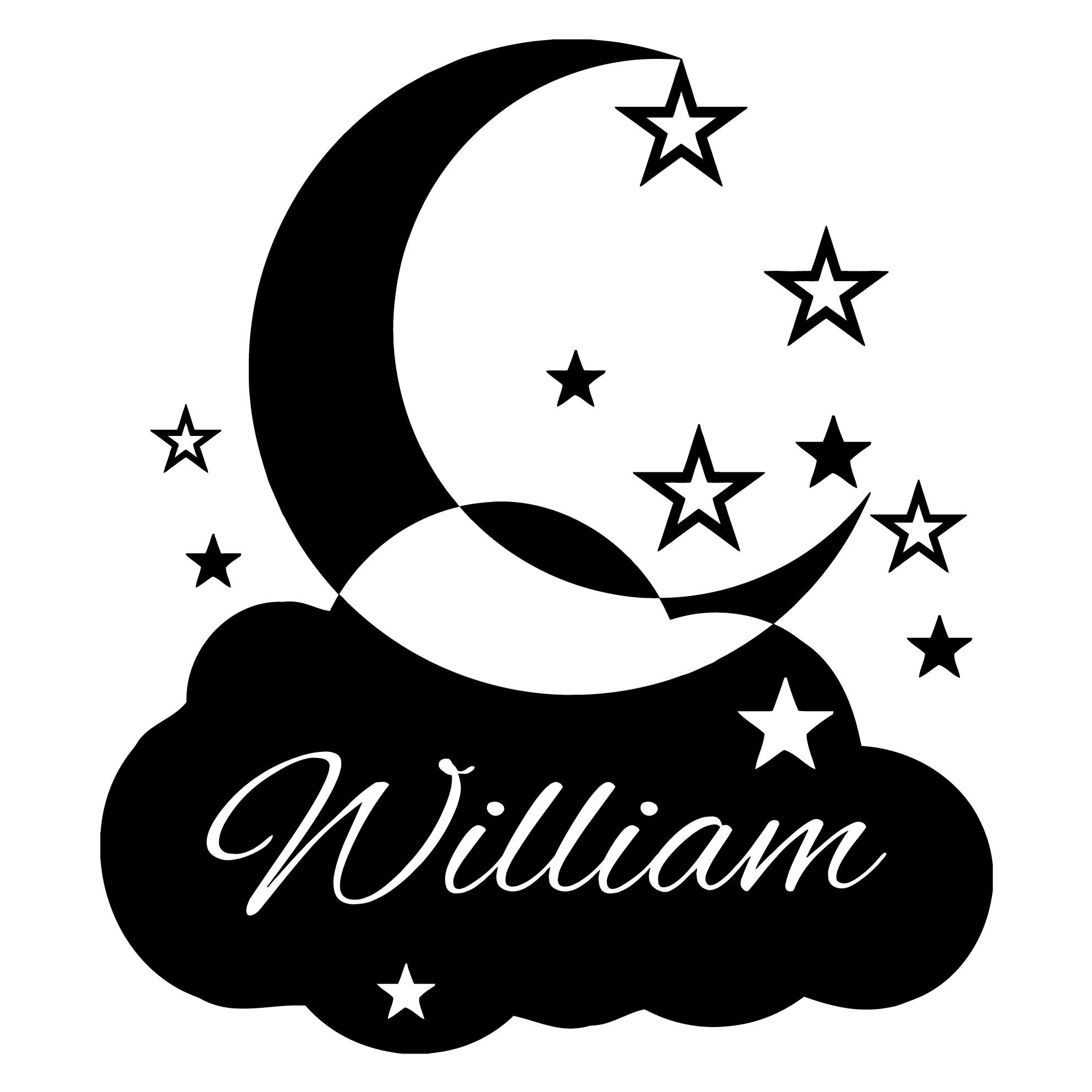 Custom Name Baby Nursery Wall Decal - Personalized Cloud, Moon & Stars Vinyl Stickers for Kids Room, Boys & Girls Bedroom Decor - Perfect for Nursery, Playroom & Home Murals