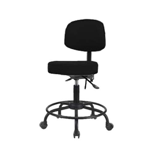 Thomas VDHST-RT-T0-RC-c8569 Adjustable Height Office Stool with Back Support, Round Tube Base, Non-Tilt Burgundy Chair with Casters - Perfect for Home Office, Reception Areas & Workstations