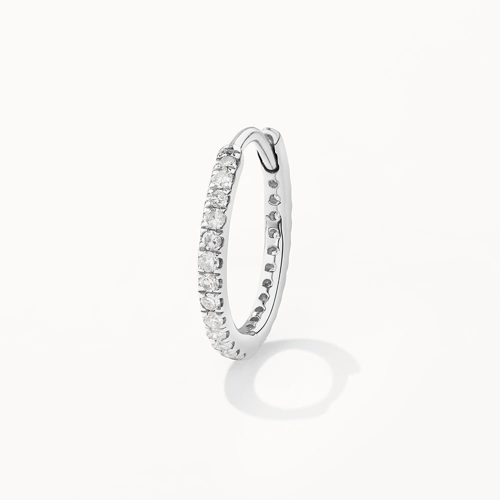 Diamond Helix Huggie Single Earring in Sterling Silver - Perfect for Cartilage Piercing, Everyday Wear & Special Occasions