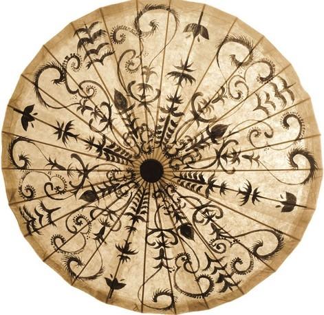 32 Inch Hand-Painted Henna Design Paper Umbrella - Traditional Indian Wedding Decor, Garden Party Shade, Boho Home Decor, Photo Prop
