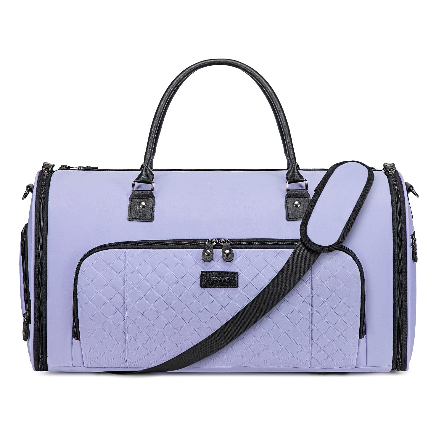 2-in-1 Convertible Travel Garment Bag for Women - Carry On Duffle with Detachable Shoulder Strap & Shoe Compartment (Purple) | Perfect for Business Trips, Weddings & Airplane Travel
