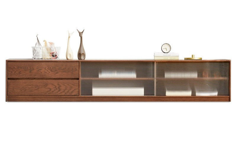 Solid Oak Wood TV Stand with Storage - Modern Entertainment Center for Living Room, Bedroom & Home Theater
