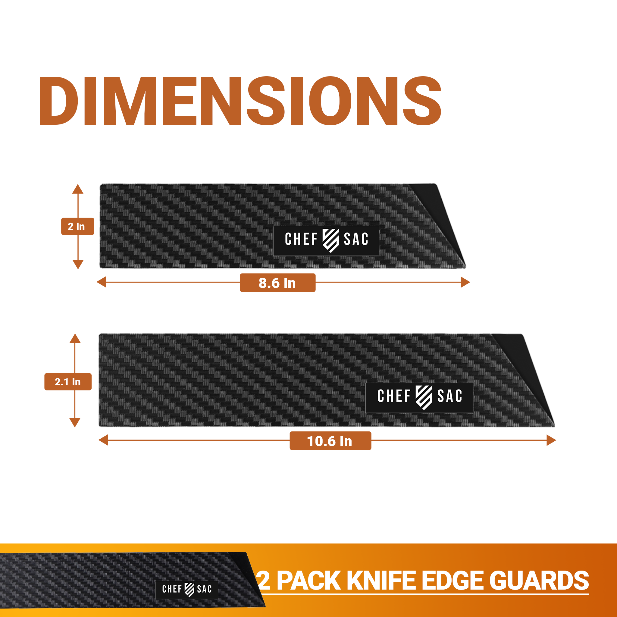 2-Piece Knife Edge Guard Set for 8.5 Blades | Blade Protector for Kitchen Knives & Chef Knives | Perfect for Safe Storage & Travel