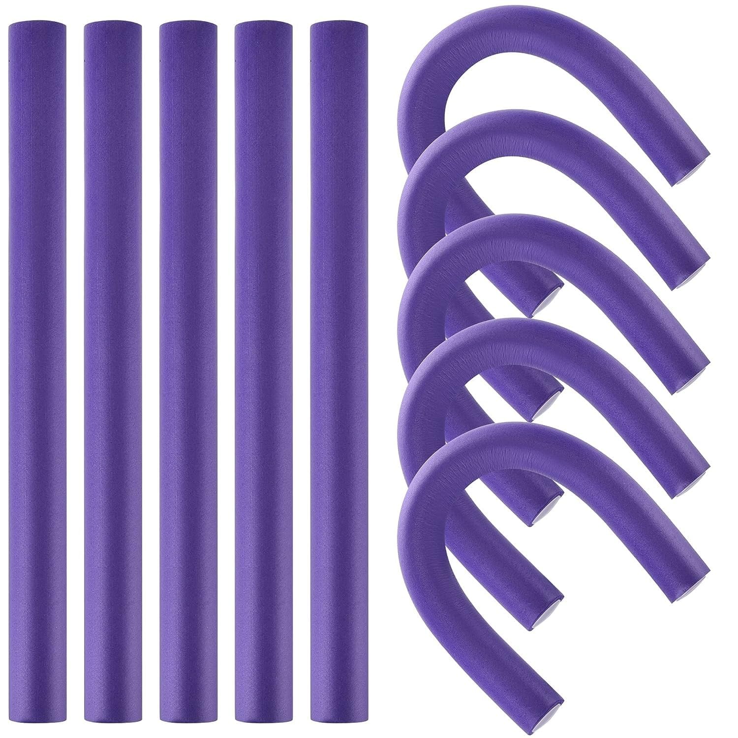 KNAFS COLLECTIONS® Flexible Curling Rods Set - No Heat Hair Curlers with Twist Foam Rollers & Steel Pintail Comb for Short & Long Hair (0.70x7 Inch Large, 10PCS) - Perfect for Salon Styling, Home Use & Travel-Friendly Hairstyling