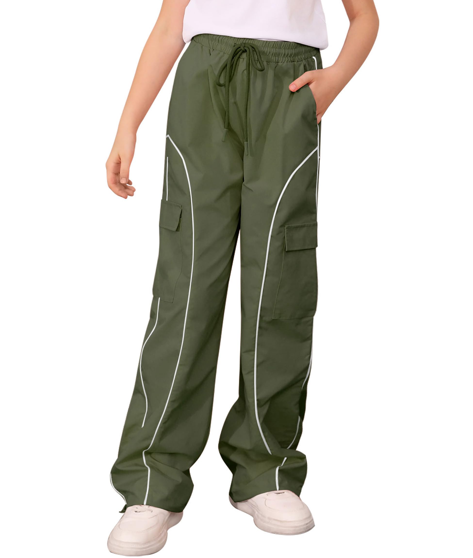 Vogseek Girls Cargo Pants for 7-14 Years | Y2K Joggers with Pockets | Baggy Trousers for Teen Girls | Perfect for School, Casual Wear & Street Fashion