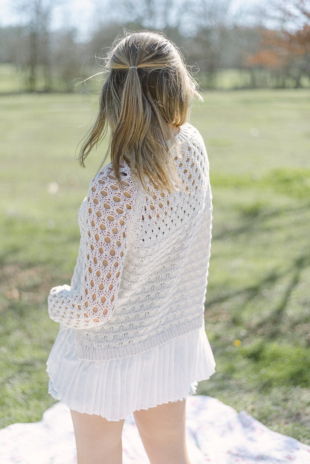 Elegant Cream & White Pleated Hem Knit Top for Women - Soft Stretch Casual Blouse for Everyday Wear, Office, and Date Nights