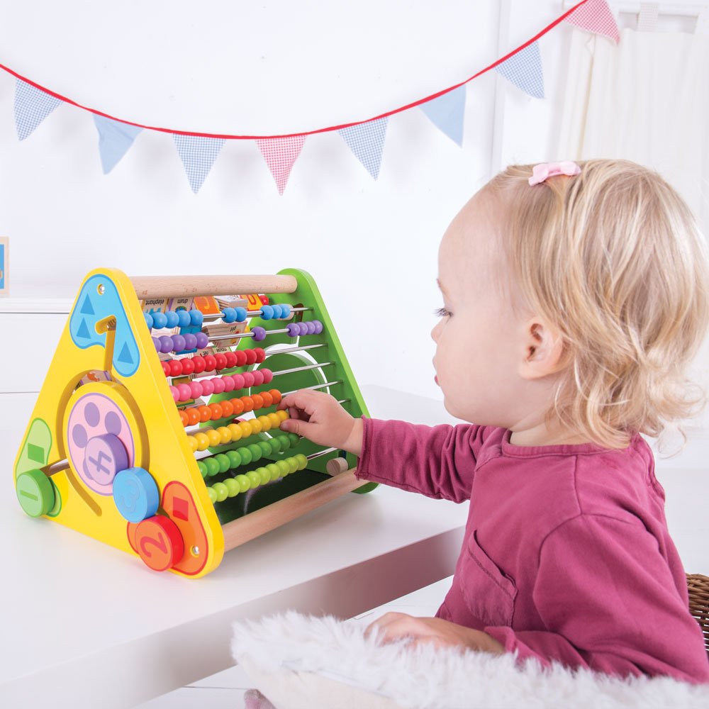 Bigjigs Toys Wooden Early Learning Activity Center for Babies & Toddlers - Montessori Educational Toy, Sensory Play, Developmental Triangle - Perfect for Home, Daycare & Preschool Learning Activities