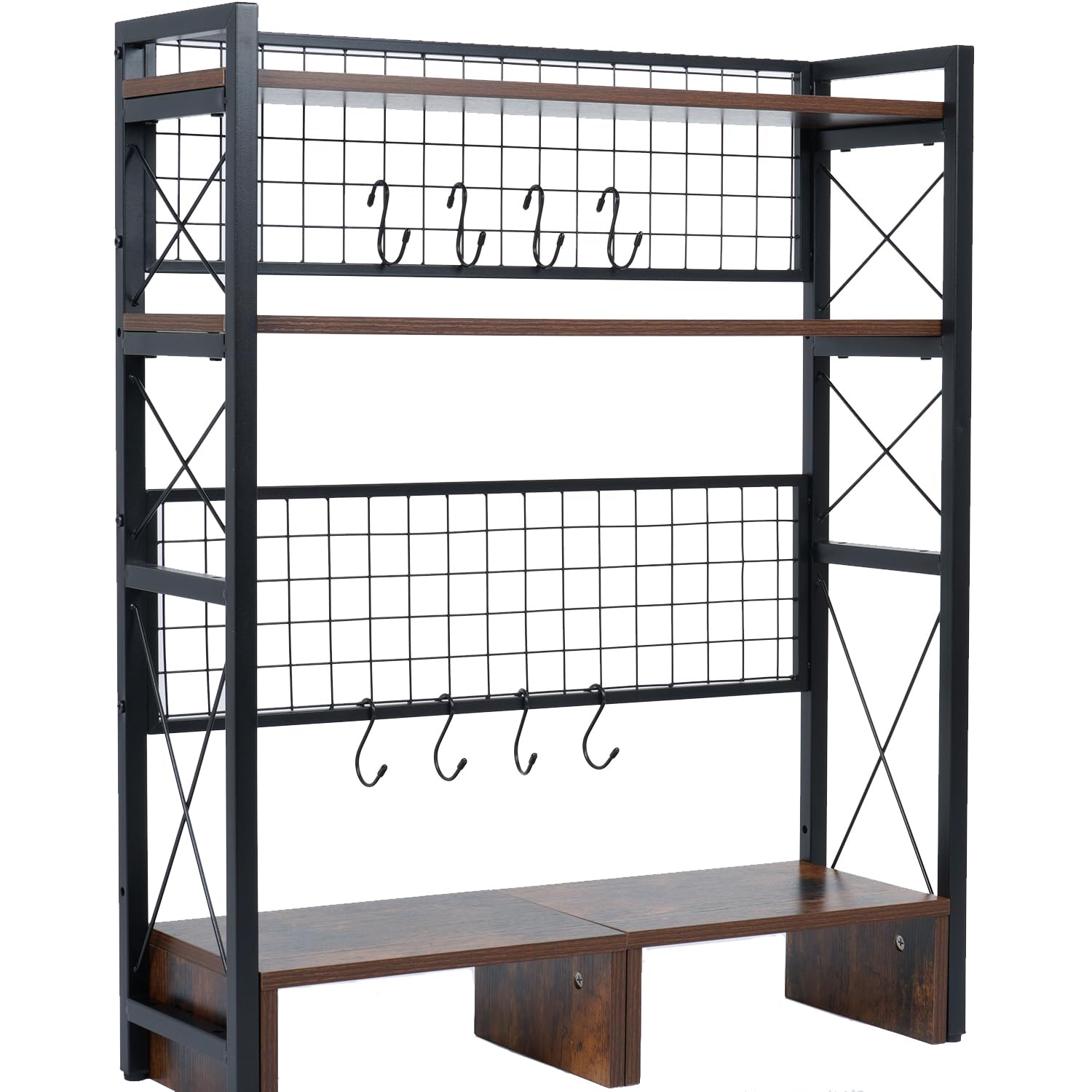 3-Tier Adjustable Wooden Desktop Bookcase Organizer - Multipurpose Desk Hutch & Bookshelf for Office Supplies, Home, Dormitory - Brown | Perfect for Workspace, Study Room & Small Space Storage