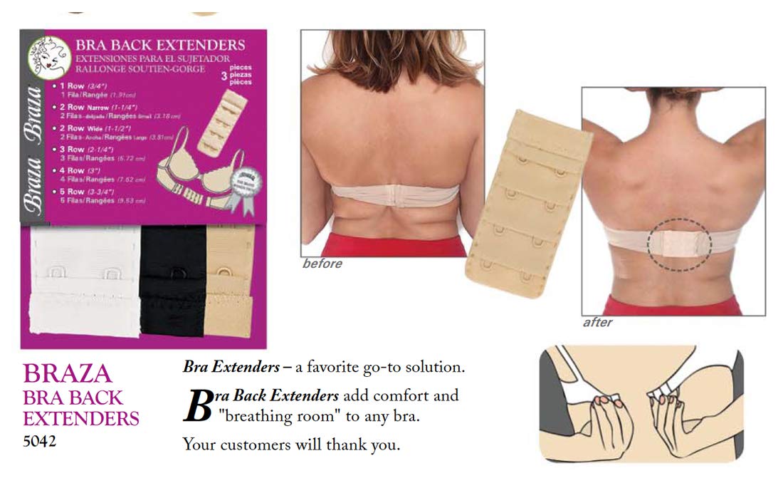 Braza Bra Back Band Expender - Comfortable Bra Extender for Women, Adjustable Hook & Eye Closure - Perfect for Tight Bras, Maternity, Weight Fluctuations & Everyday Comfort