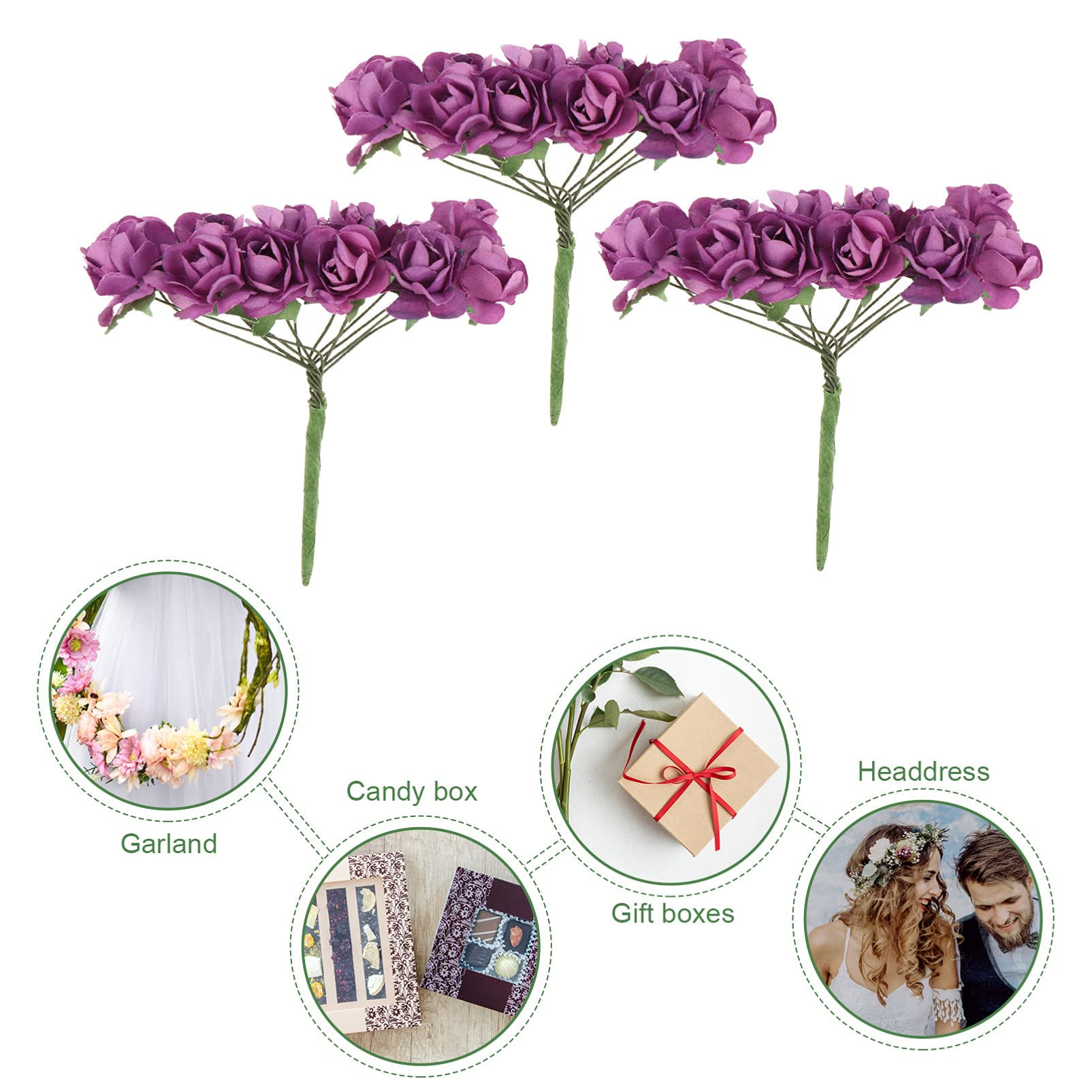 Healifty 144 Pcs Artificial Paper Rose Flowers - Faux Roses Bouquet for Wedding, Home, Party Decorations - Delicate Mini Roses for DIY Crafts, Table Centerpieces & Gift Wrapping