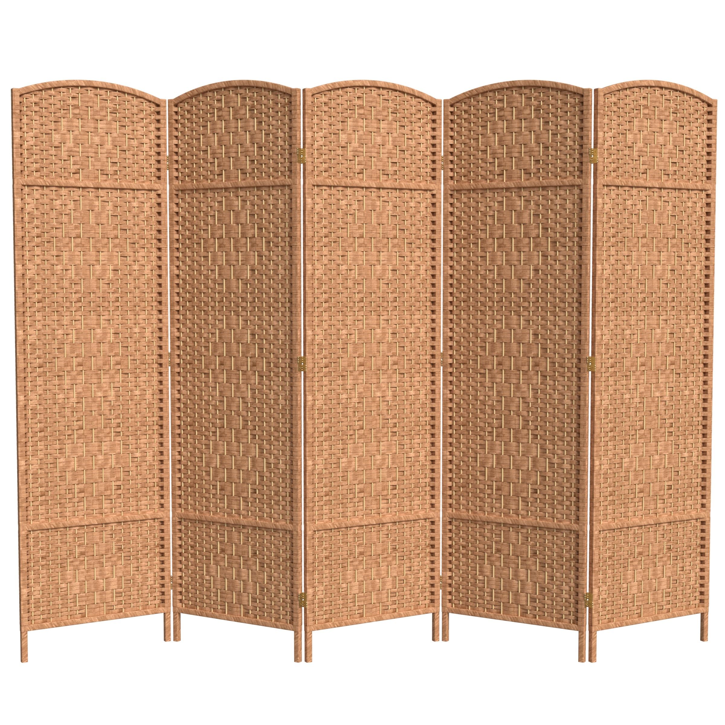 6 ft. Tall Red Diamond Weave Fiber Lantern - 5 Panel Natural Room Divider Screen for Home Decor, Asian Theme Parties & Outdoor Garden Events