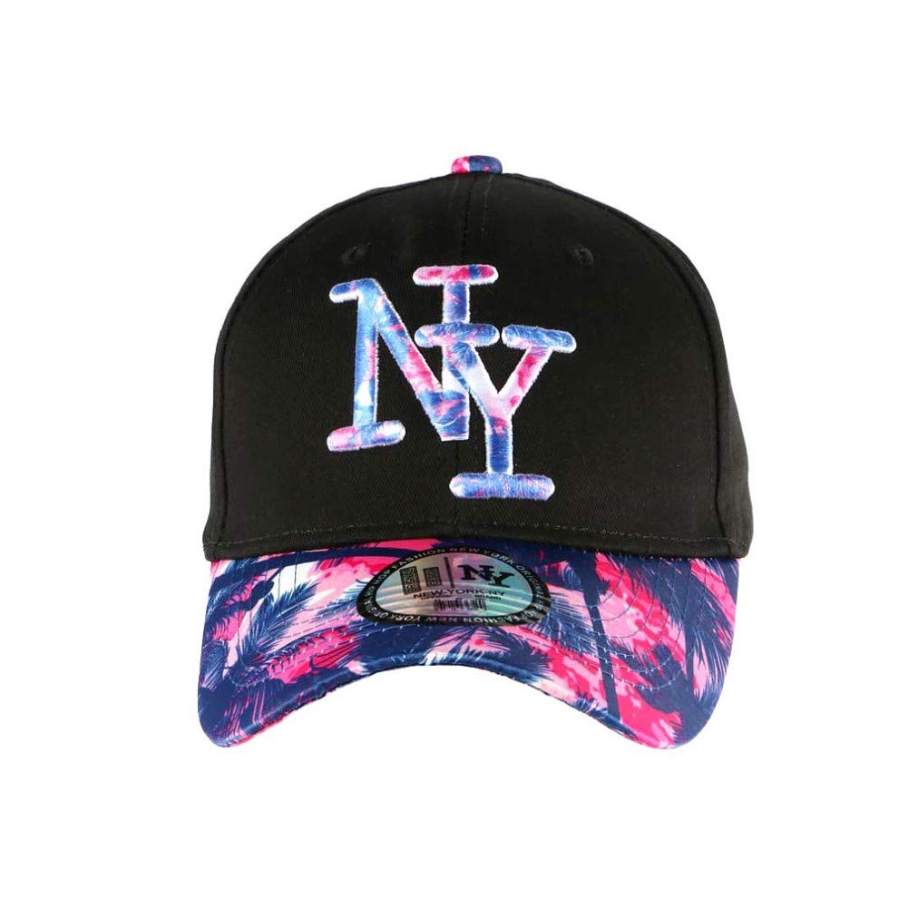 Kids' Fashion Hawaiian Baseball Cap for Boys Age 7-12 - Pink & Blue NY Style One Size Fits All - Perfect for Beach, Sports & Outdoor Activities