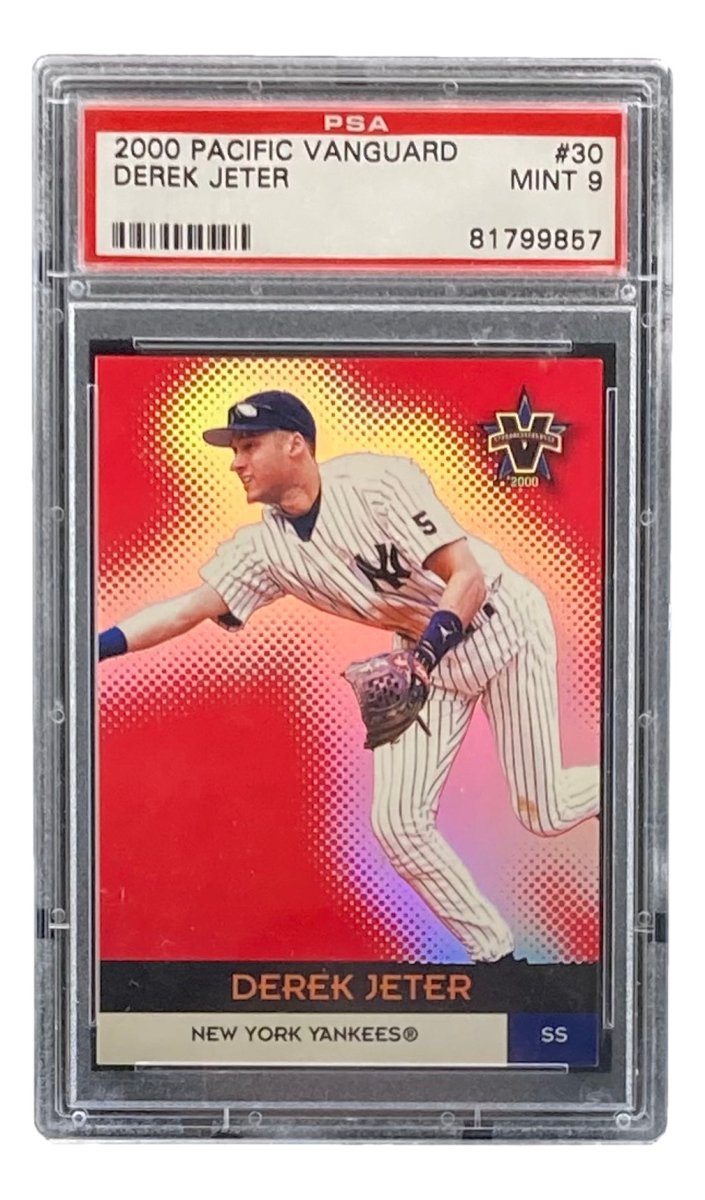 Derek Jeter New York Yankees 2000 Pacific Vanguard #30 Baseball Card PSA 9 Mint - Collectible Sports Memorabilia for Fans & Investors, Perfect for Display or Portfolio Diversification