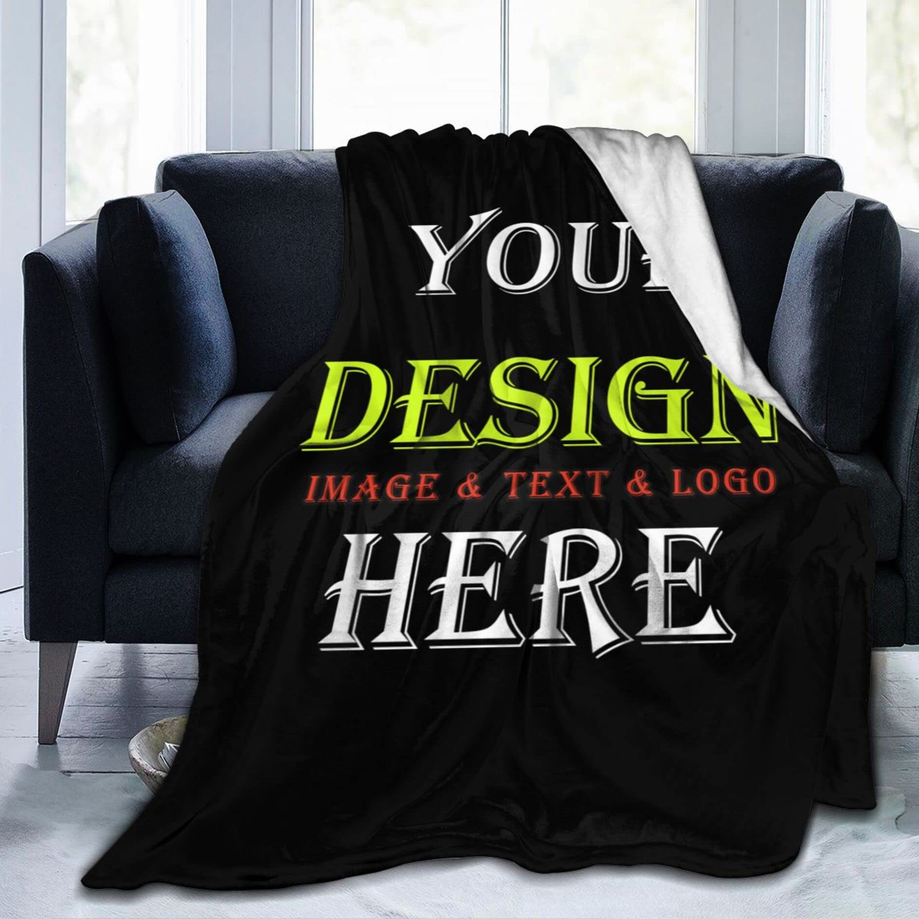 Custom Photo Blanket - Personalized Throw Blanket with Text & 1 Photo (50x40 Inch) | Thick Soft Fleece for Family, Friends & Couples | Perfect Gift for Anniversaries, Birthdays & Home Decor