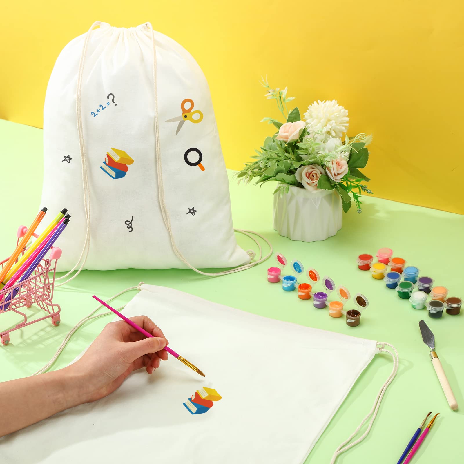 Saintrygo 100 Pcs Tie Dye Cotton Drawstring Bags - Sublimation Blank Backpack & Tote for DIY Tie Dye Projects - Perfect for Parties, Festivals & Arts & Crafts
