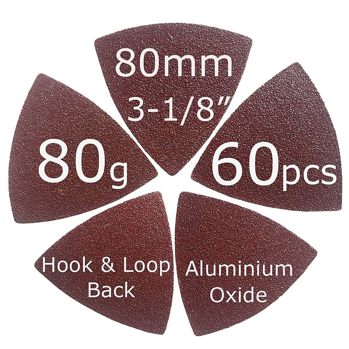 XXGO 240-Piece 3-1/8 Inch (80mm) Triangular Oscillating Tool Sanding Pads Kit - 60/80/120/240 Grits Sandpaper for Wood, Metal & Drywall - Perfect for Sanding, Polishing & Surface Prep (XGM0306)