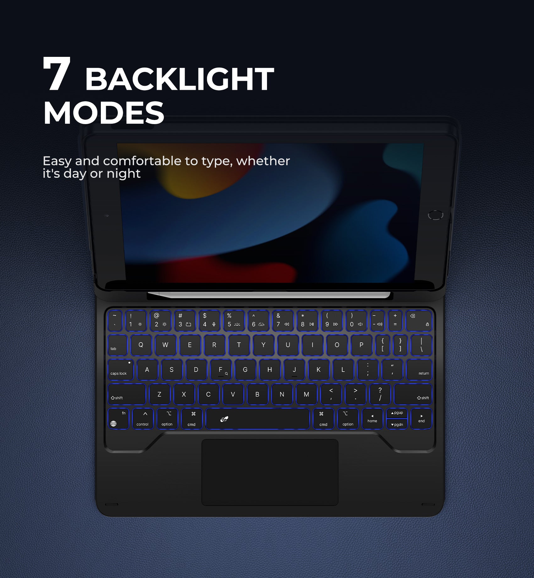 Dexnor Bluetooth Keyboard Case with Trackpad & Pen Holder for iPad 7th Generation (10.2 Inch) - Slim Protective Cover for Work, Study & Travel | Compatible with Apple Pencil