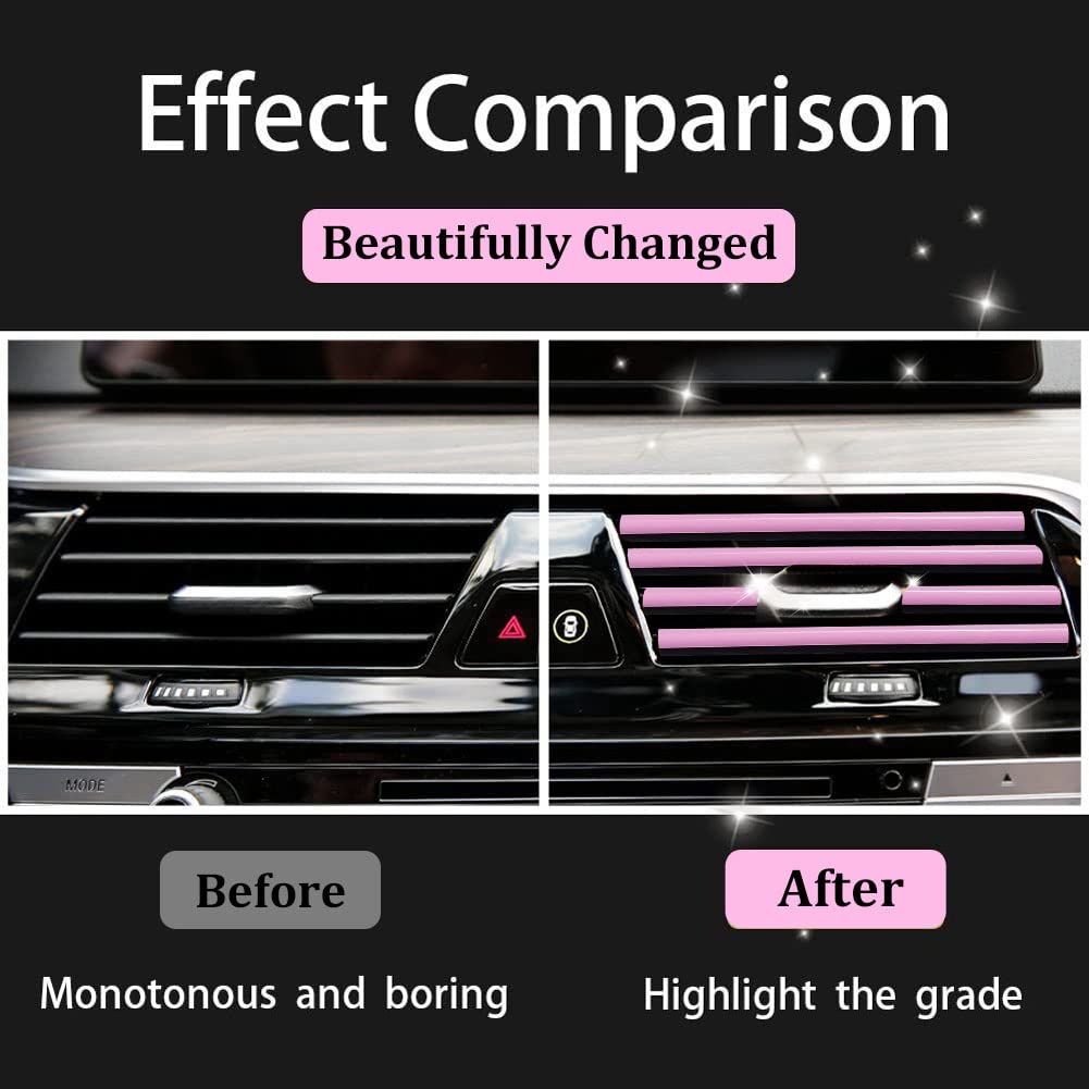 10 Pieces Pink Car Air Conditioner Decoration Strip DIY Interior Moulding Trim for Car Vent Outlet Auto Accessories - Perfect for Customizing Car Interior and Enhancing Style