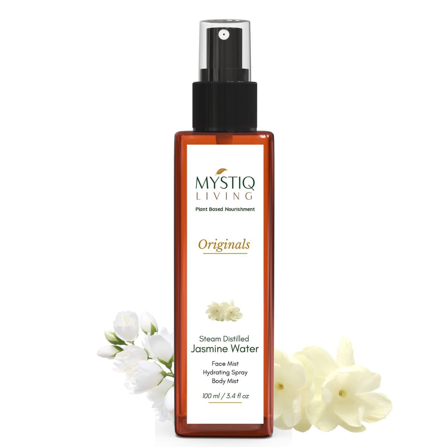 Pure Jasmine Floral Water Spray 100ml | 100% Natural Mogra Jal for Face, Toner & Body Mist | Steam Distilled Hydrating Mist for Skincare & Aromatherapy | Perfect for Spa, Yoga & Relaxation at Home