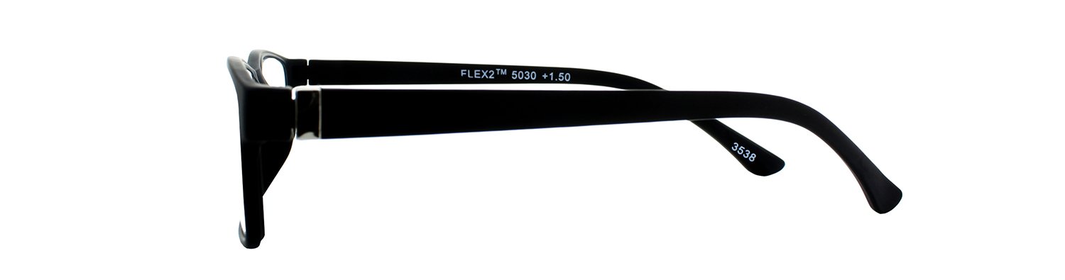 SAV Men's Flex 2 5030 Black Reading Glasses - Lightweight & Comfortable for Computer Work, Reading, and Office Use