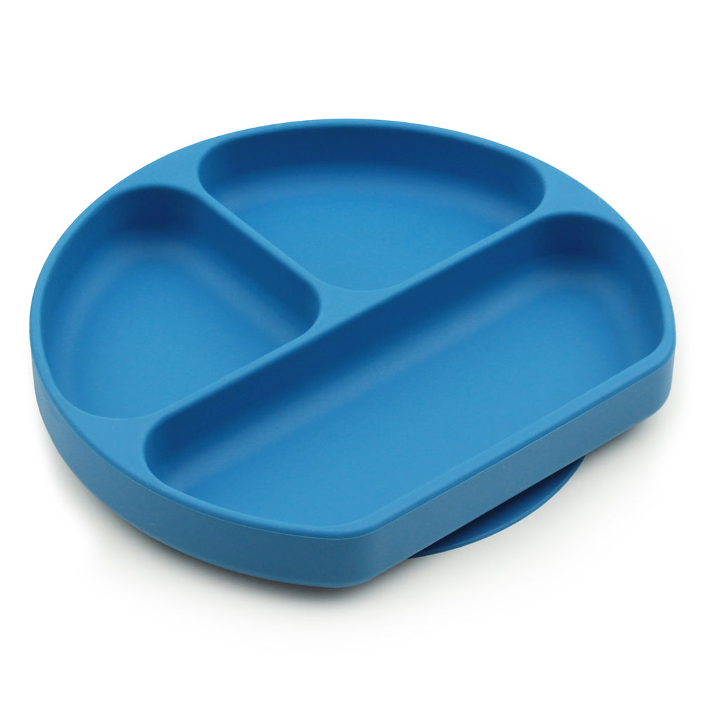 Bumkins Non-Slip Silicone Baby Plate with Suction Base | Durable Toddler Feeding Dish for Mess-Free Meals | Perfect for High Chairs, Travel & Daycare Use