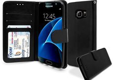 Samsung Galaxy S7 Wallet Case - Premium PU Leather Flip Cover with Credit Card Slots | Stylish Black Design for Samsung Galaxy S7 | Perfect for Business, Travel & Everyday Use