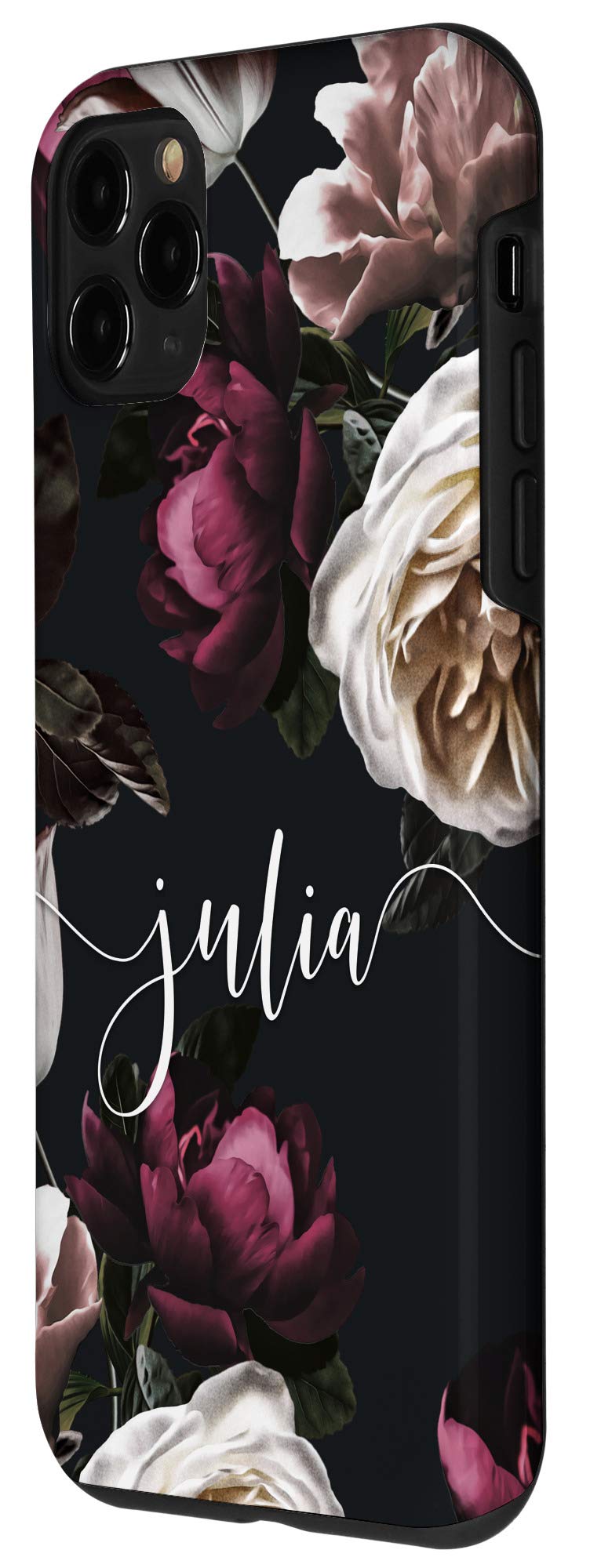 iPhone 11 Pro Case with Floral Rose & Peony Design - Personalized Name Julia - Elegant Protective Cover for Women | Perfect Gift for Birthday, Anniversary & Daily Use