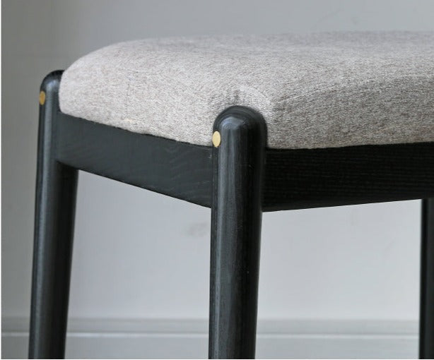 Solid Oak & Birch Wood Makeup Stool - Durable Vanity Seat with Comfortable Cushion for Bedroom, Bathroom & Dressing Room