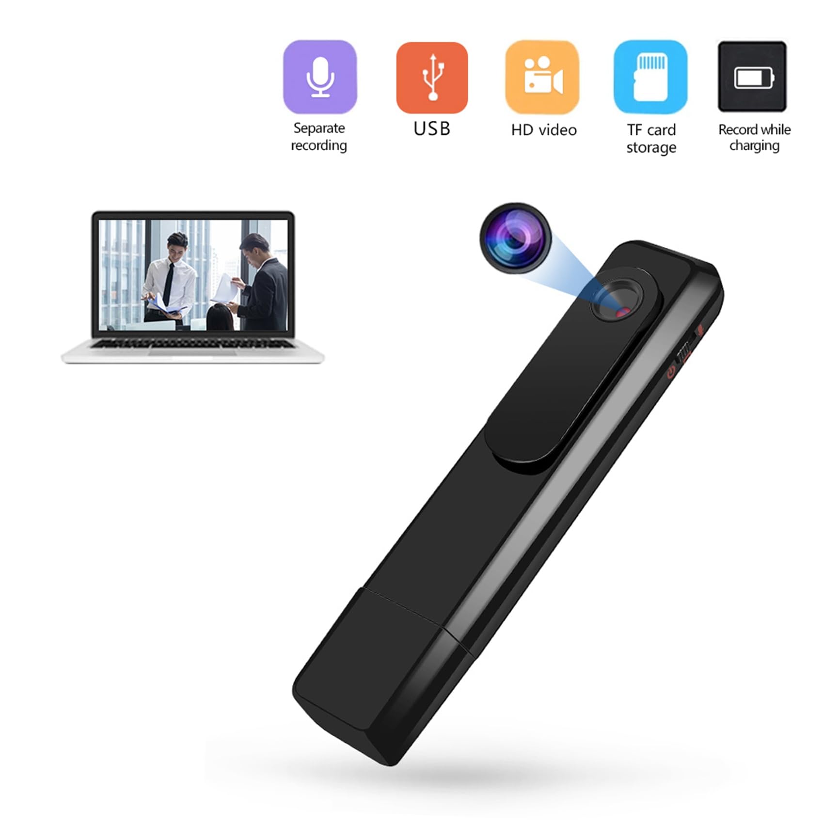 Casstad 5X HD Mini Wearable Body Camera - Portable Clip-On USB Camcorder with Loop Recording for Security, Police, Outdoor Adventures & Vlogging