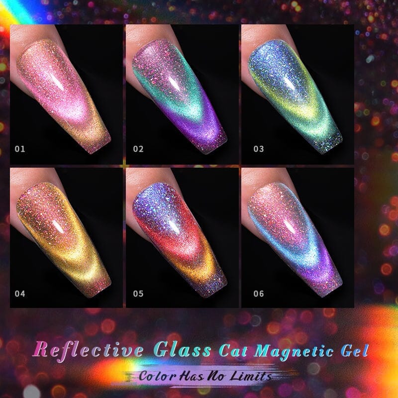 Reflective Glass Cat Magnetic Gel Nail Polish - 10ml Long-Lasting Shine for Manicures & Pedicures - Perfect for Nail Art, Salon & Home Use