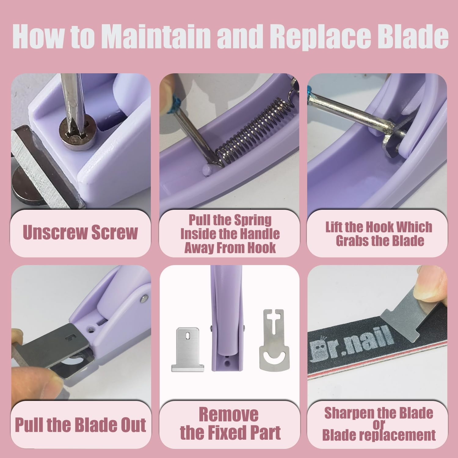 Professional Adjustable Acrylic Nail Clipper - False Nail Trimmer for Artificial Nails & Manicure Tools - Light Purple - Perfect for Salon, Home Use & Nail Art Enthusiasts