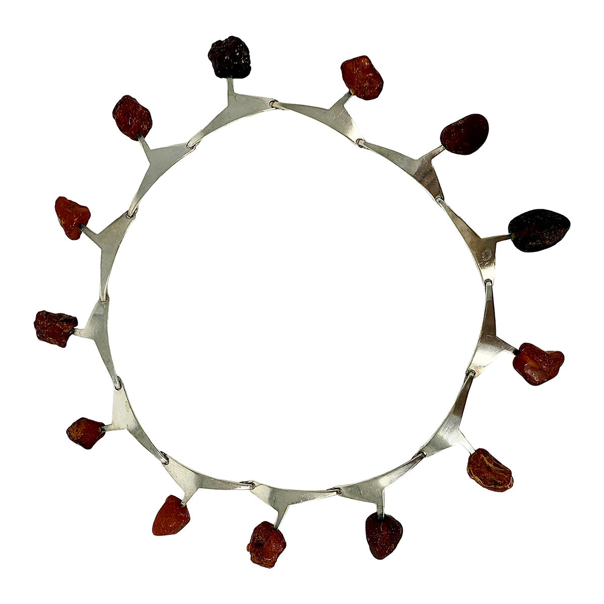Georg Jensen Sterling Silver Amber Necklace - Elegant Handcrafted Jewelry for Women, Perfect for Weddings, Parties & Special Occasions