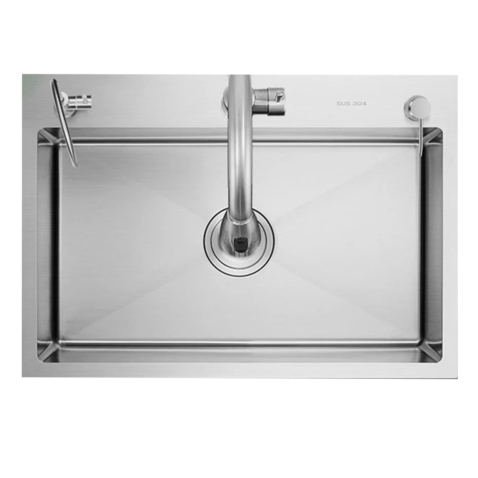 Commercial Stainless Steel Drop-in Kitchen Sink with Faucet - Heavy Duty Restaurant & Utility Sink for Washing, Food Prep, and Laundry Room Use