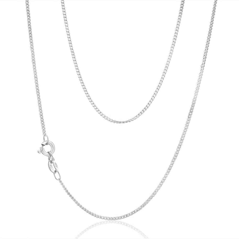 9ct White Solid Gold Diamond Cut Curb Chain 50cm - Elegant Jewelry for Women, Perfect for Everyday Wear, Gifts & Special Occasions