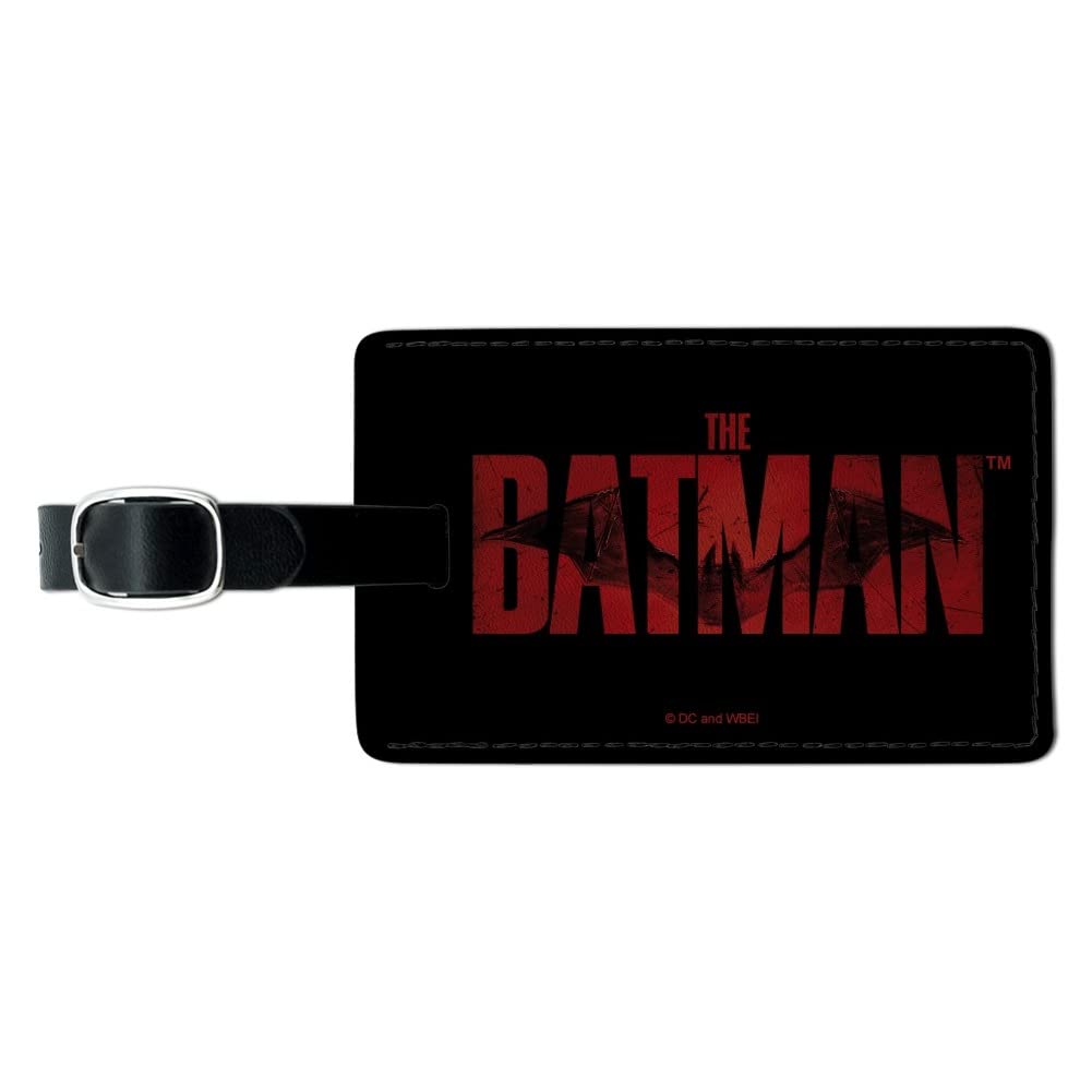 The Batman Logo Rectangle Leather Luggage Tag - Durable Suitcase ID Tag for Travel & Carry-On Bags - Perfect for Business Trips, Vacations & Cosplay Accessories