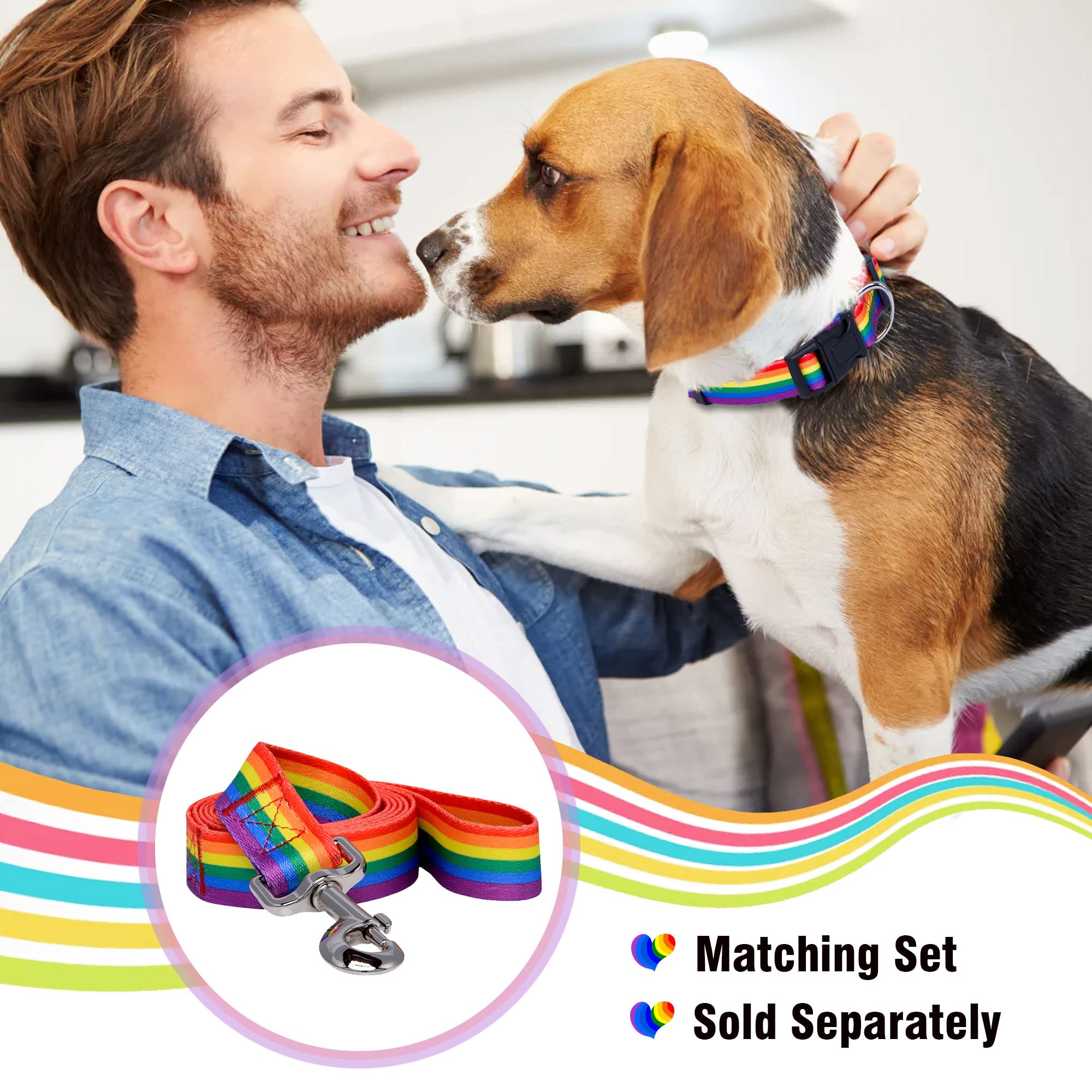 Rainbow Flag Dog Collar for Pride Parade - LGBTQ+ Equality Pet Accessory with Gay Pride Decor - Perfect for Pride Events, Pet Parades & LGBT Ally Gifts (Large Size)